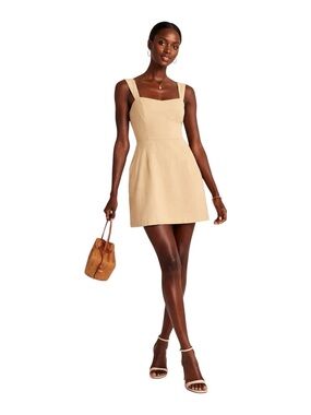 Abercrombie & Fitch Butter Yellow Mini Dress Sleeveless Pockets Size L Cotton